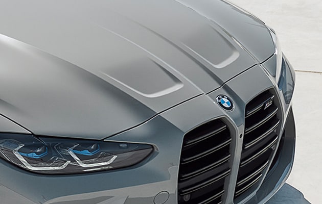 Front detail of BMW M4 Coupe in Fashion Grey